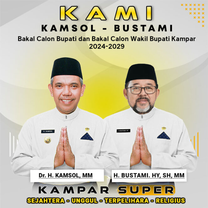 
					DR. H. Kamsol, MM dan H. Bustami HY, SH, MM, Dari Gerakan Peduli Tetangga Menuju Kampar Sejahtera, Unggul, terPElihara dan Religius