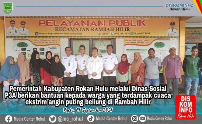 
					Pemkab Rohul Serahkan Bantuan Warga Terdampak Angin Puting Beliung di Kec.Rambah Hilir