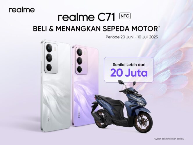
					Realme C71 NFC tersedia dengan harga mulai Rp1.599.000 dengan pilihan memori hingga 8GB+16GB & 128GB