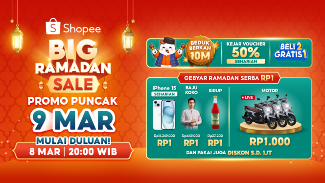 
					Persiapan Lebaran Makin Praktis, Shopee Hadirkan Ragam Promo Spesial di Puncak Big Ramadan Sale 9 Maret 2026